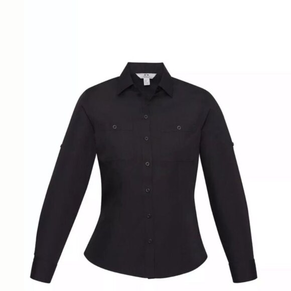 Biz Collection Black Long Sleeve Button Down New - Picture 1 of 3